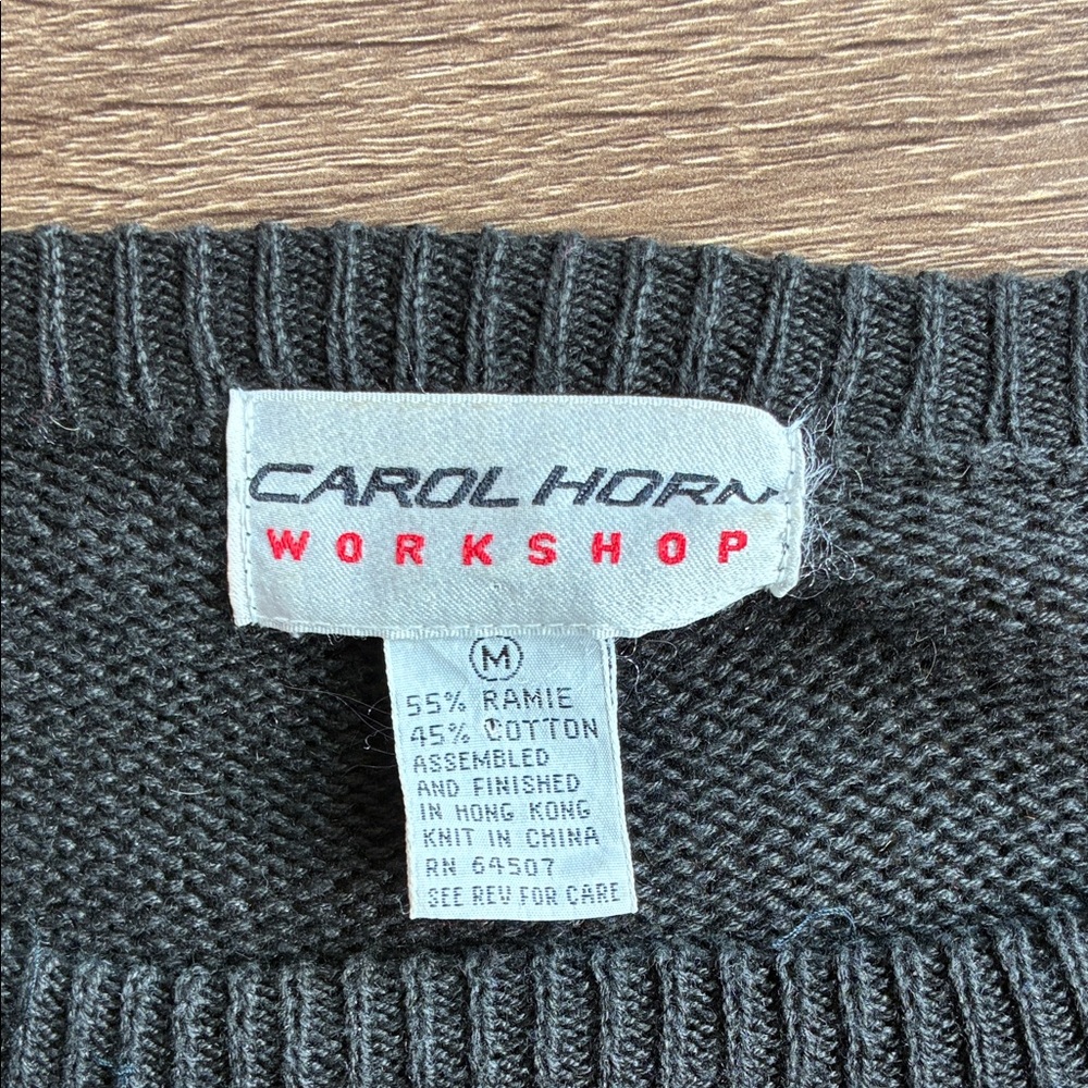 Vintage Carol Horn Workshop Black and Blue Sequin Argyle Medium Sweater - Picture 2 of 10